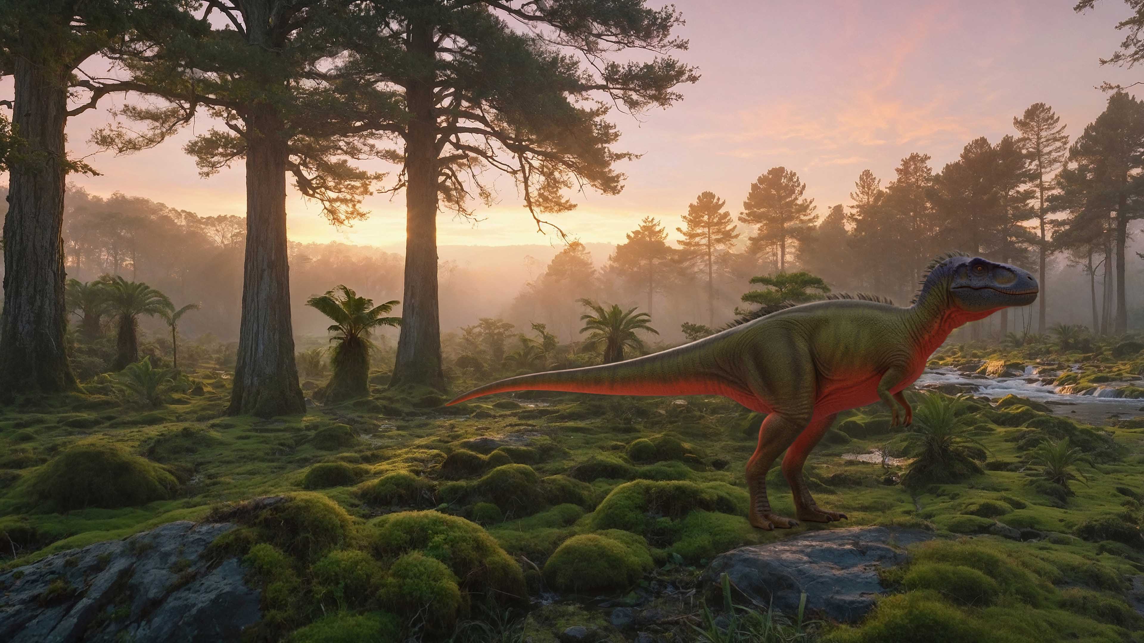 Streptospondylus dans une forêt jurassique